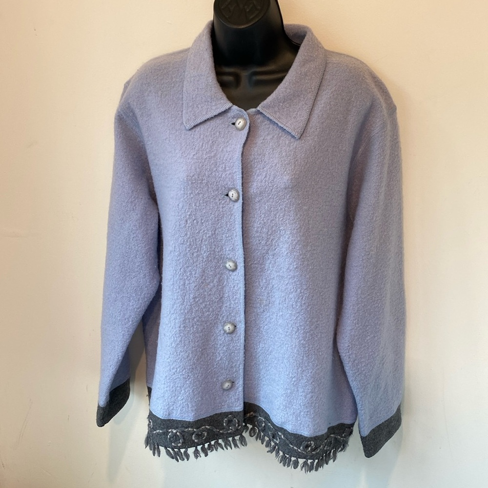 Sigrid Olsen Wall Fringe Button Up Jacket - image 1